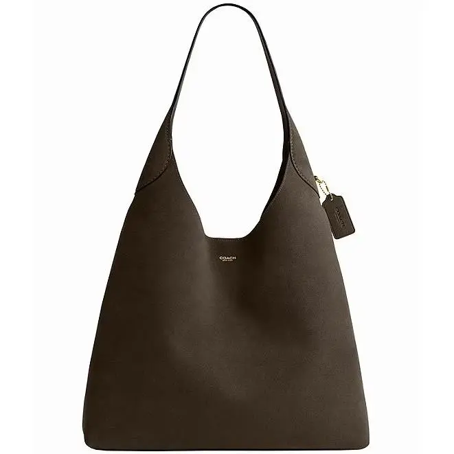 Coach Brooklyn Suede Shoulder Bag 39 in Olive Leather