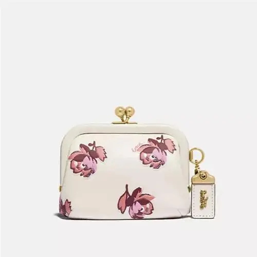 Coach 1941 Floral Print Chalk/multi Kisslock Coin Purse Case 79629