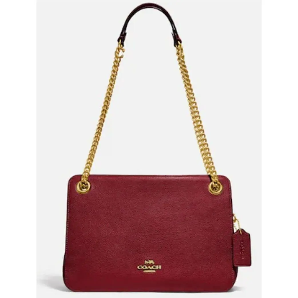 Coach Bryant Brass/deep Red Polished Pebble Leather Convertible Carryall - 78798