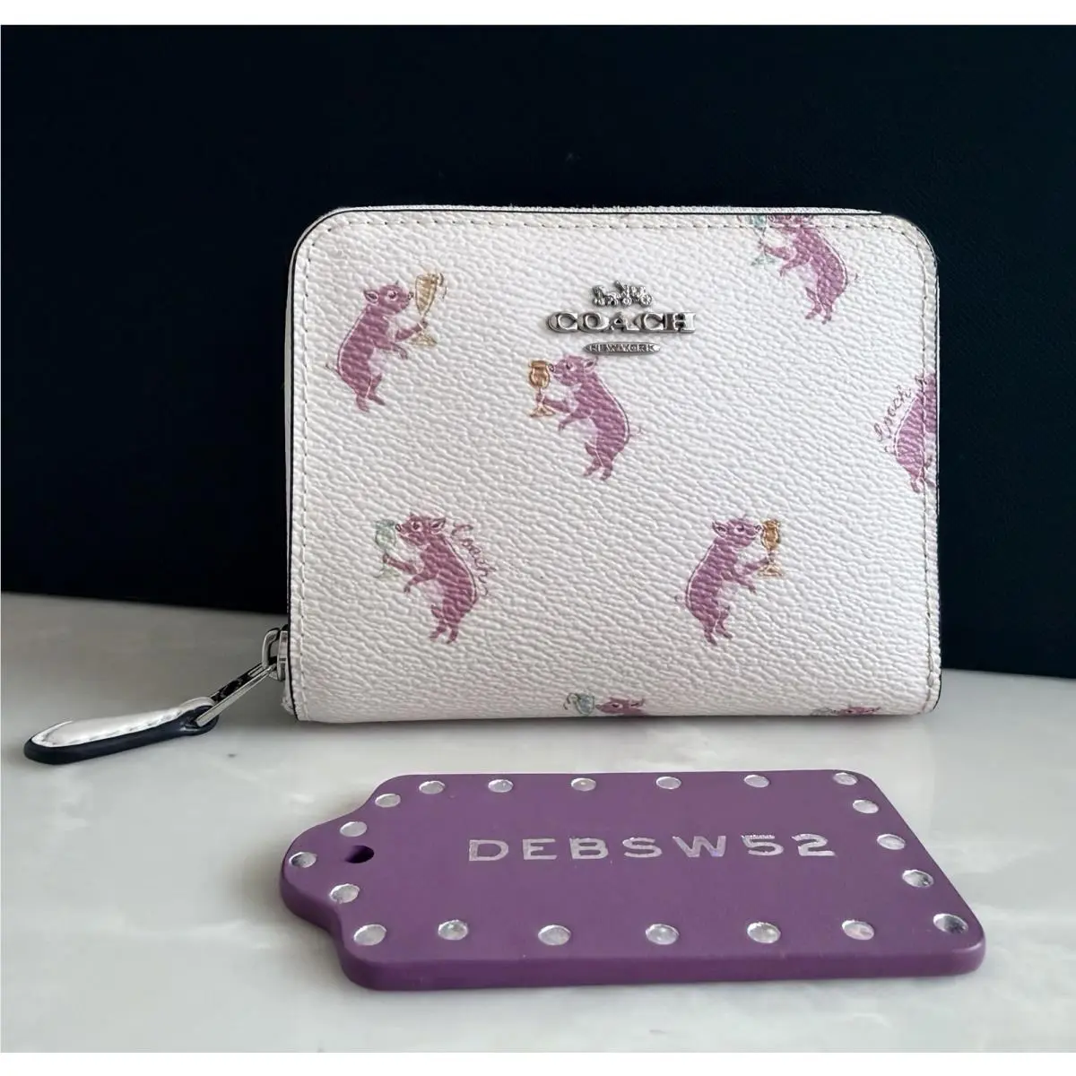 Coach Pig Party Print Small Zip-around Wallet 38906