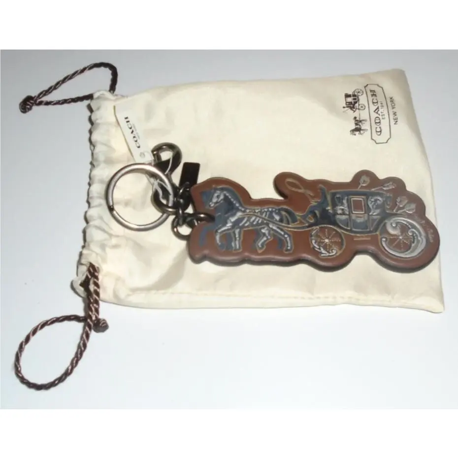 Coach Tattoo Chelsea Leather Horse Carriage Bag Charm Keychain Ring 76959