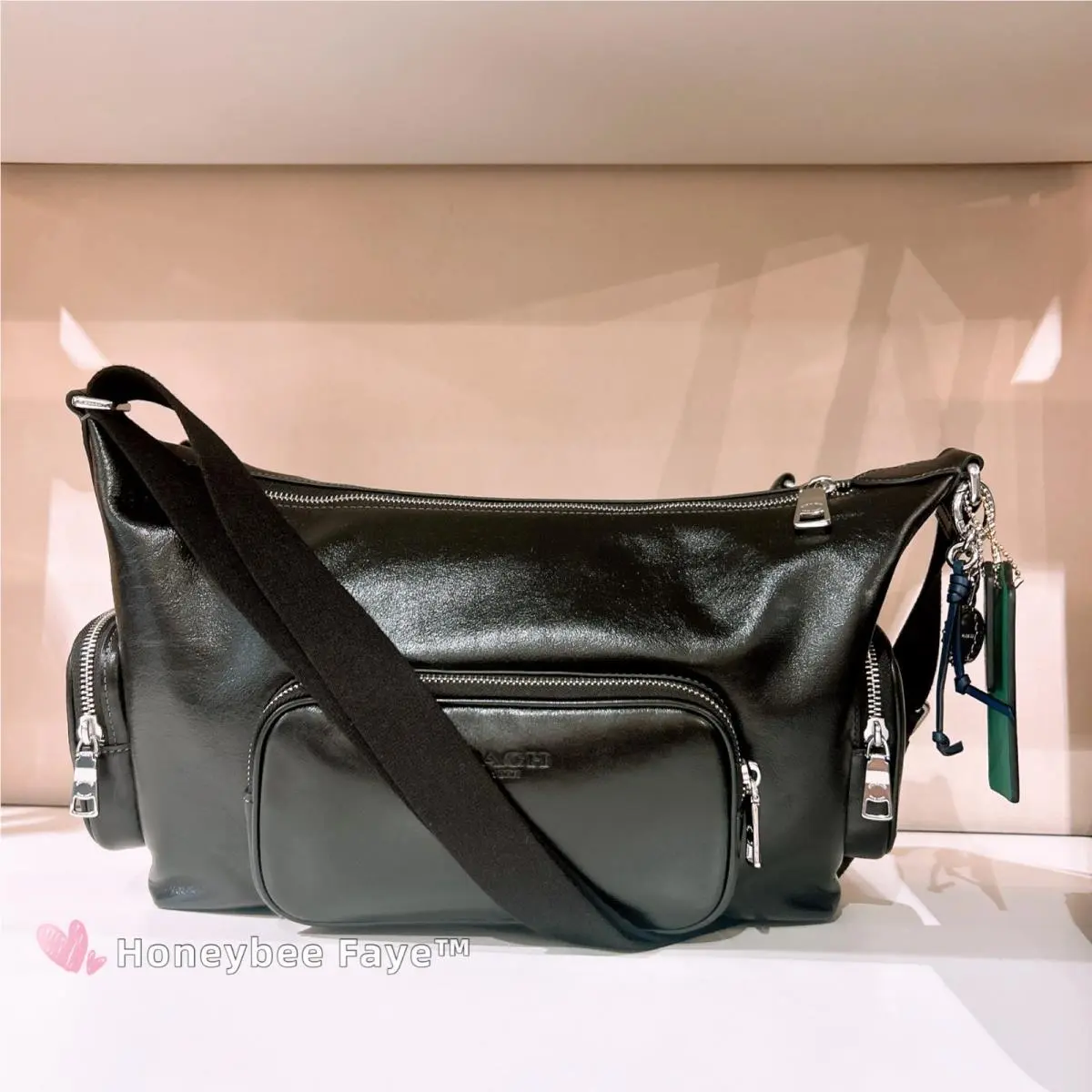 Coach Finn Crossbody Bag with Pockets and Charms CDY58 Silver/black
