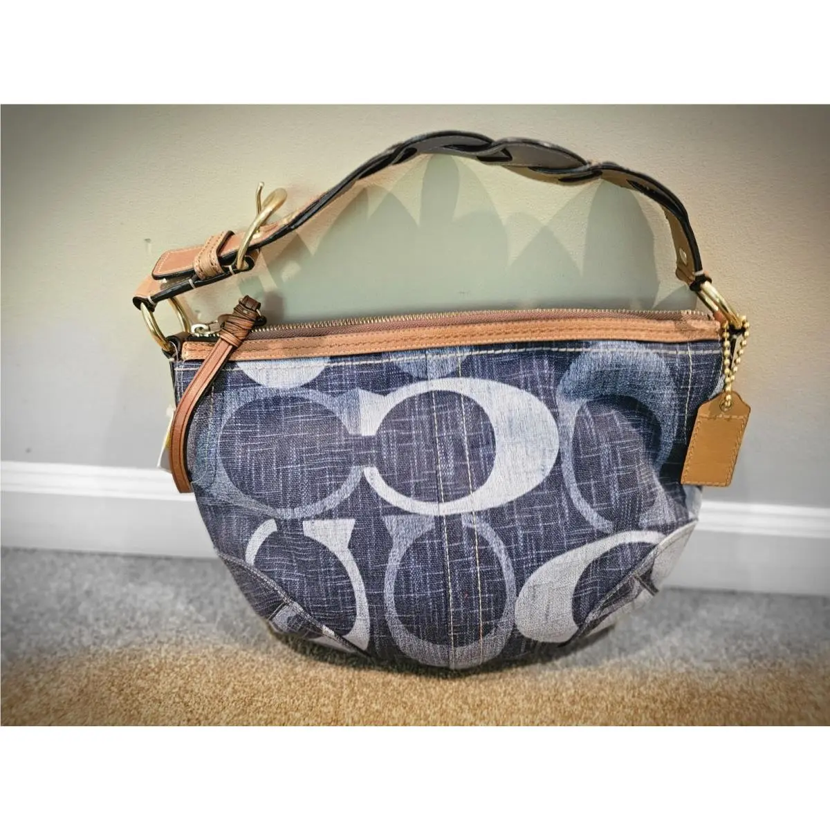 Coach Blue Denim Jumbo Signature Hobo Shoulder Bag 12190 China