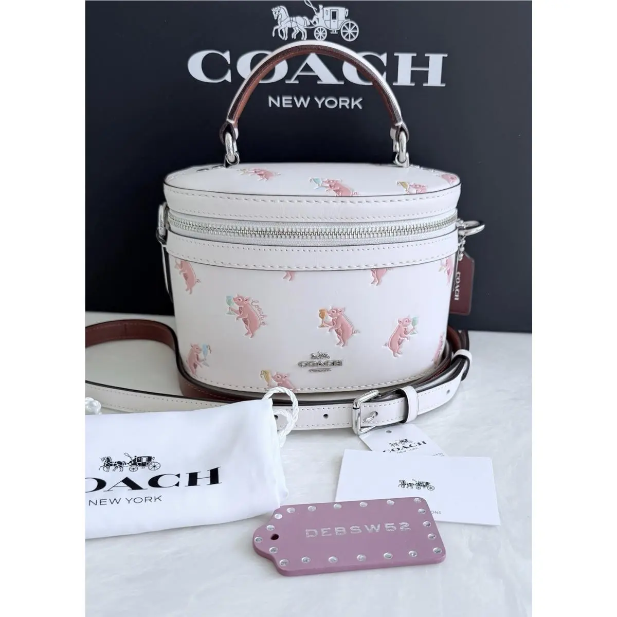 Coach Chalk/multi Party Pig Print Trial Top Handle Bag 38601