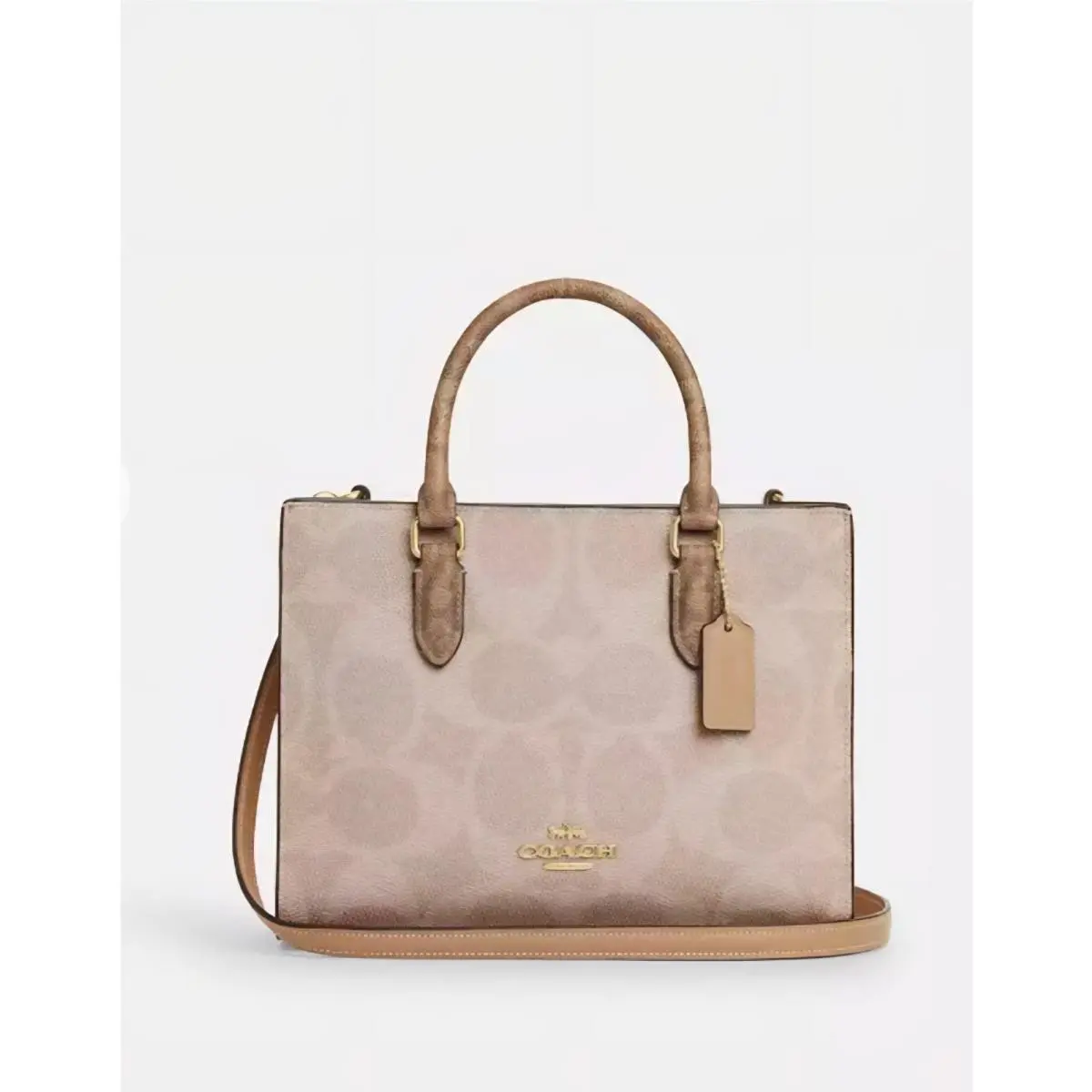 Coach Maggie Small Tote Bag Blocked Signature Canvas Sand CY676 Handbag