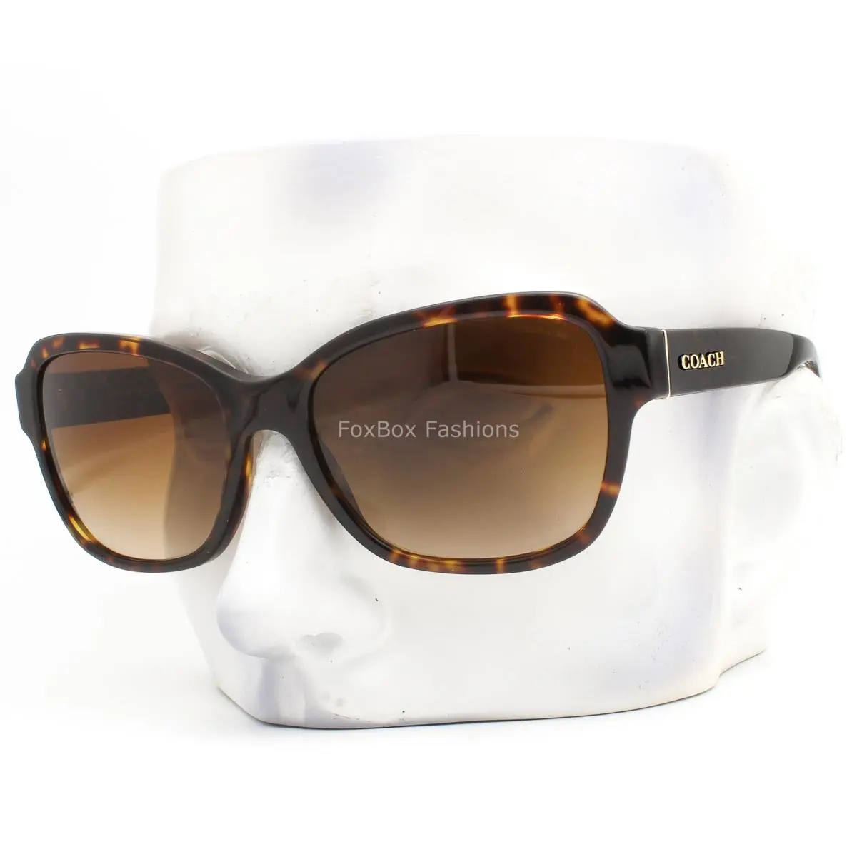 Coach Sunglasses HC 8232 550713 Polished Brown Tortoise Gold Logo with Case