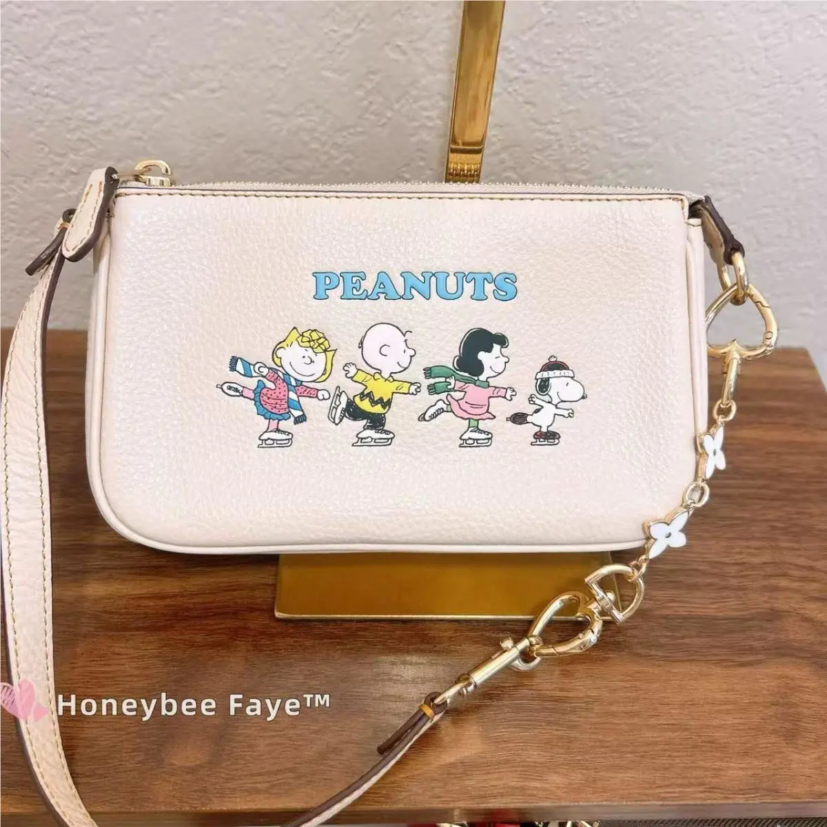 Coach Peanuts Nolita 19 with Snoopy and Friends Motif CE858 Ivory