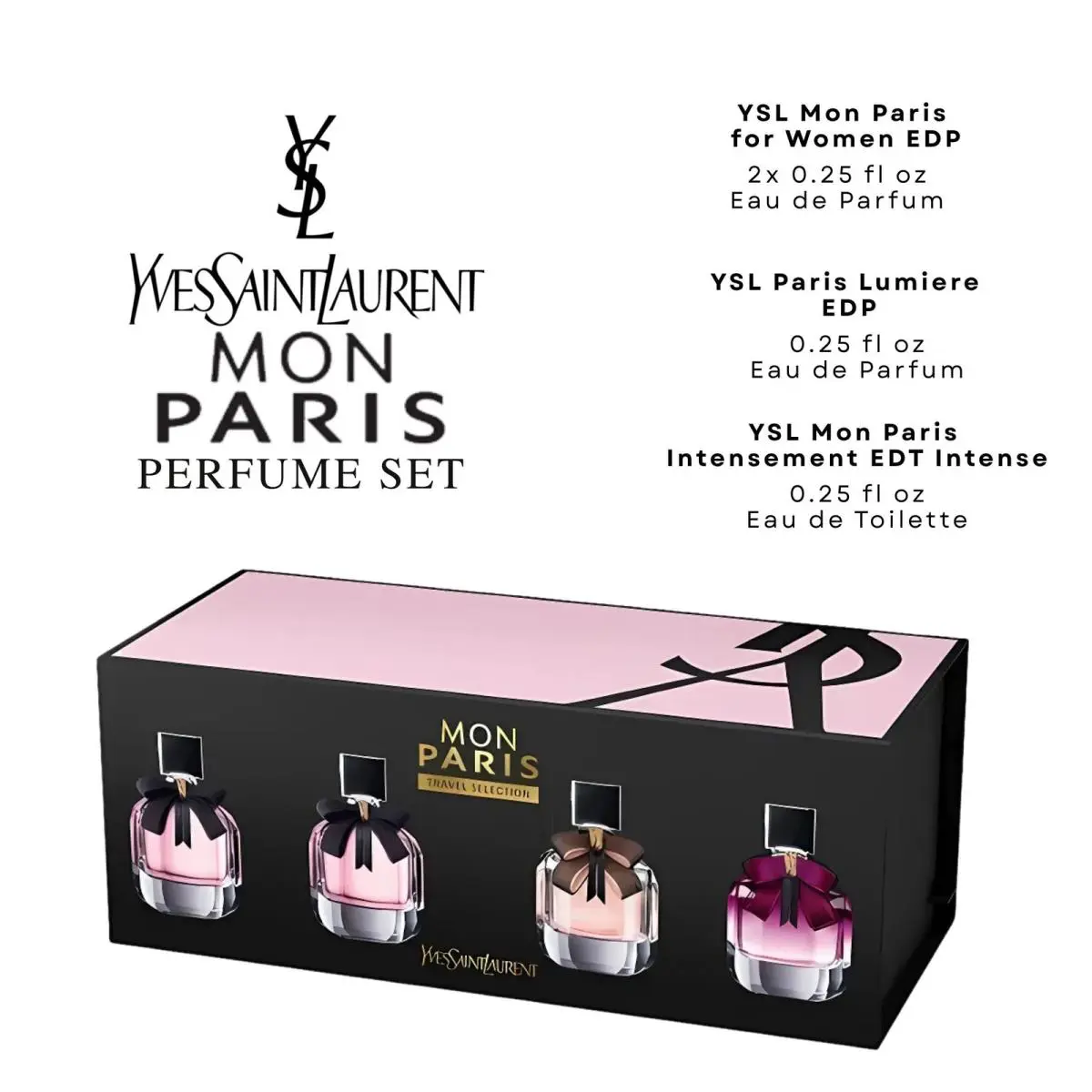 Yves Saint Laurent Mon Paris 4 Piece Mini Perfume Gift Set - Travel Size 0.25oz