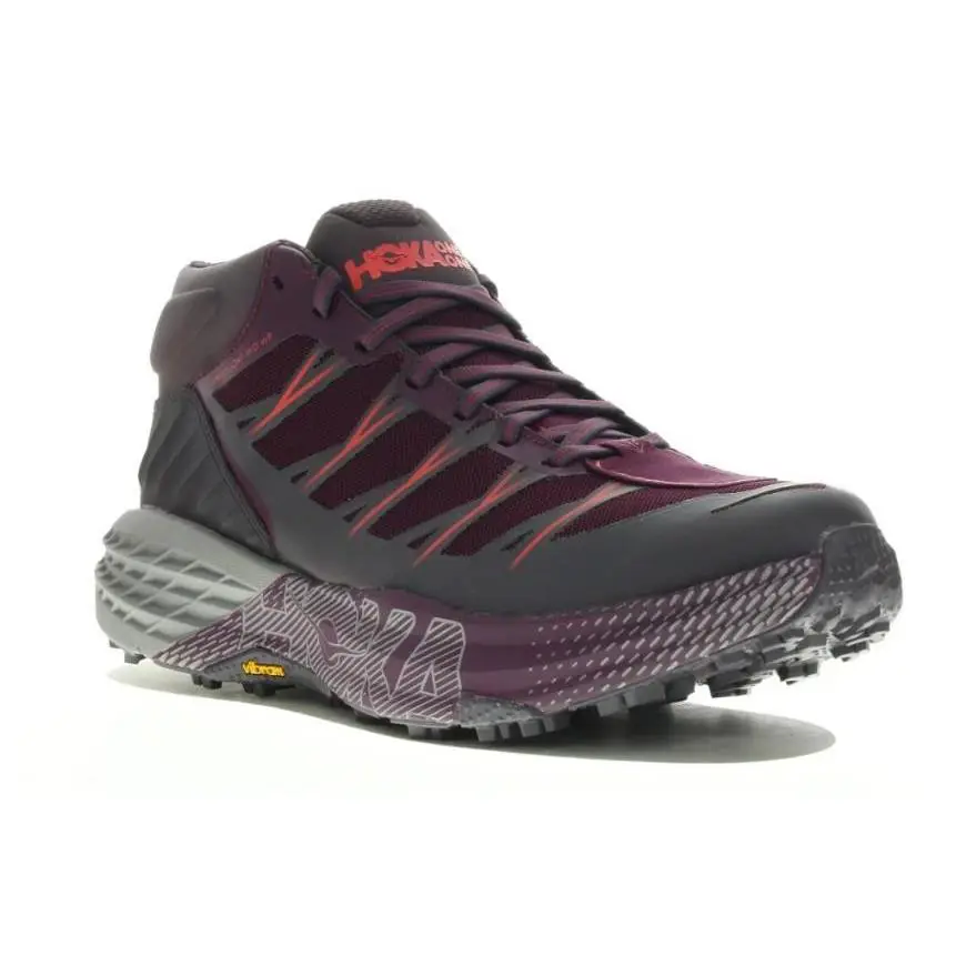 Women`s Hoka One One Speedgoat Mid Waterproof Trail Running Shoes Size 6-7 - Purple/Gray