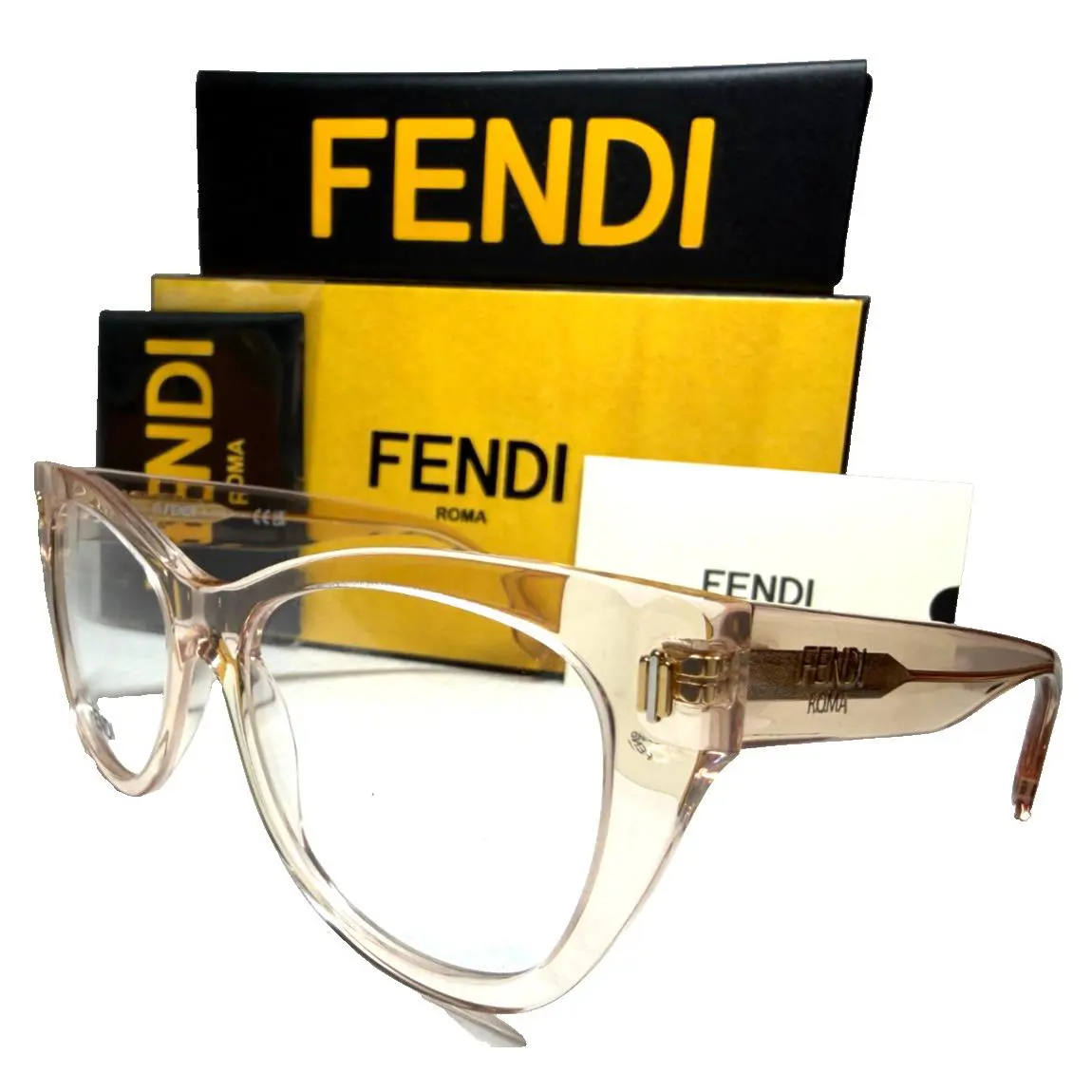 Fendi Roma FE50086I 072 Crystal Pink /gold Acents Eyeglasses 53-17