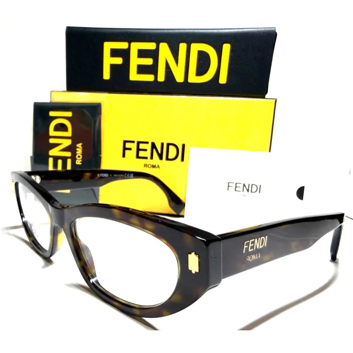 Fendi Roma FE50119I 052 Dark Havana with Gold Acents Eyeglasses 53-17