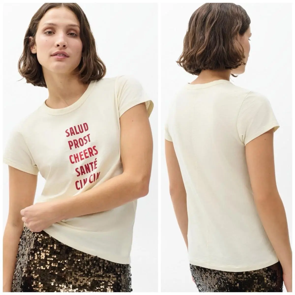 Rag Bone Cheers Tee In Ivory Size: XS by Rag & Bone