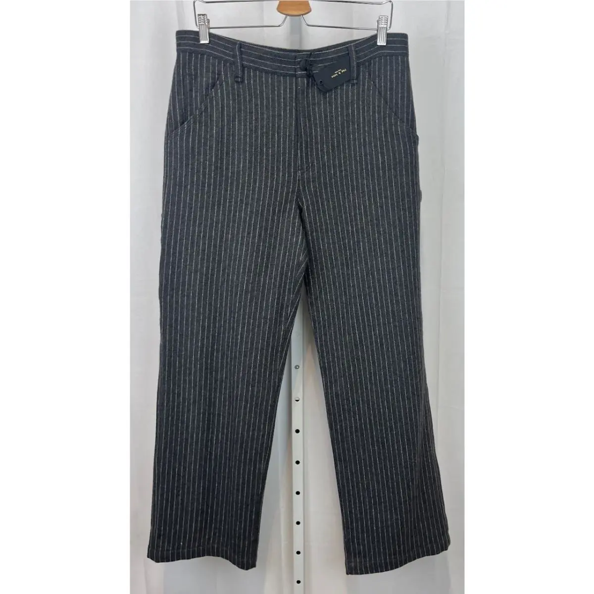 Rag Bone Sid Carpenter Pants Wide Leg Pinstripe Wool Blend Gray Size 29