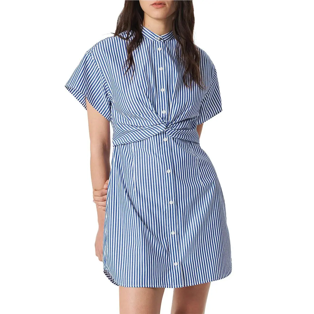 Rag Bone L49355 Navy Stripe Gretchen Poplin Shirtdress Size US 0