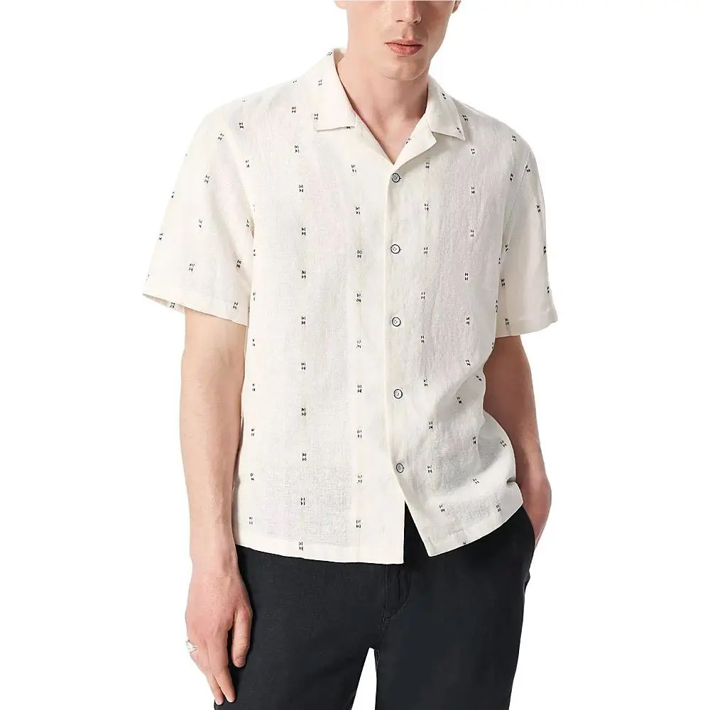 Rag Bone L103506 Mens Avery Embroidered Linen Shirt Size M