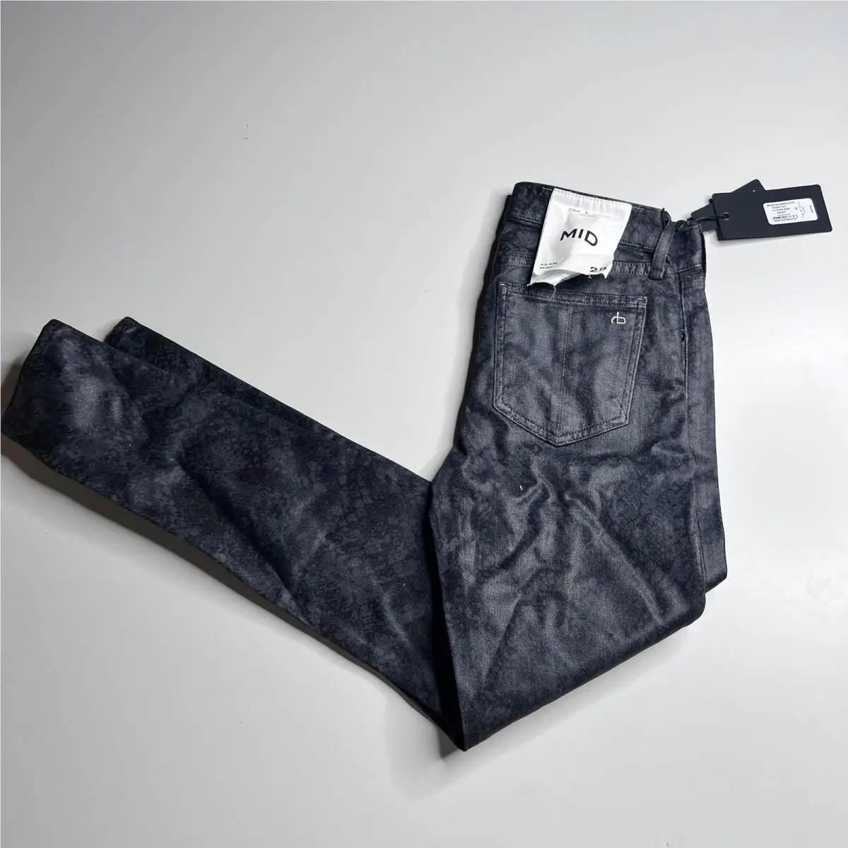 Rag Bone Jeans Womens 25 Gray Cate Mid-rise Skinny Snake Foil Print Denim