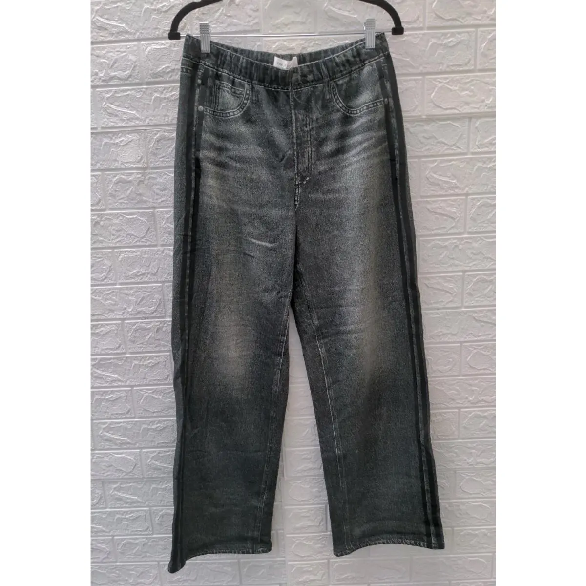 Rag Bone Washed Black Miramar Terry Wide Track Pant Size M