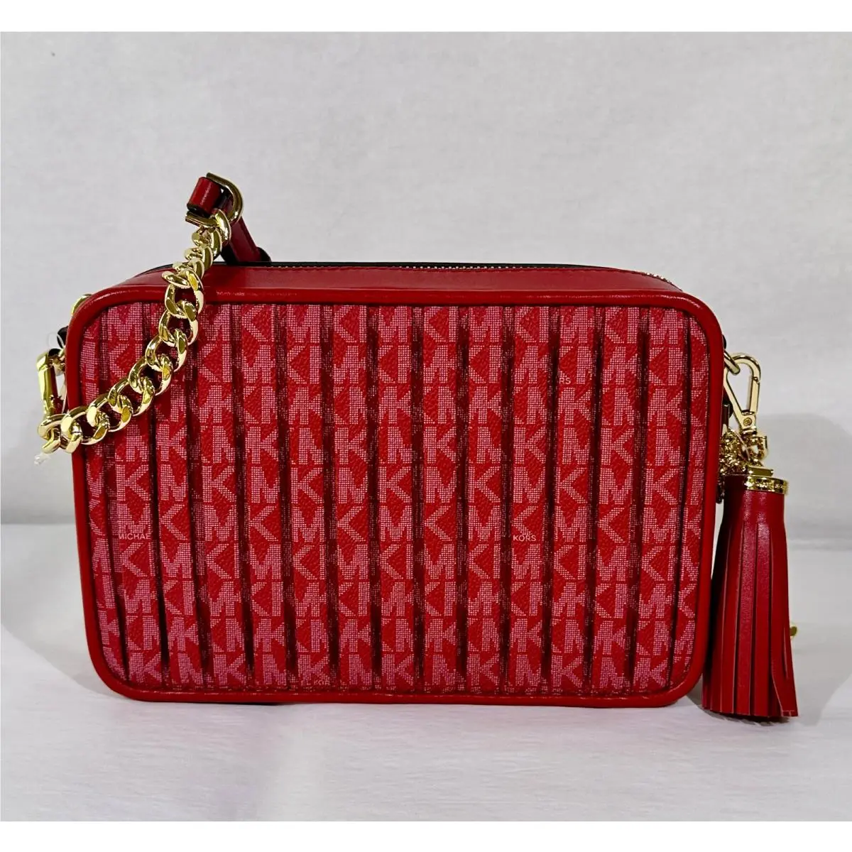 Kors Jet Set Charm Medium Camera Bag Crimson/gold by Michael Kors