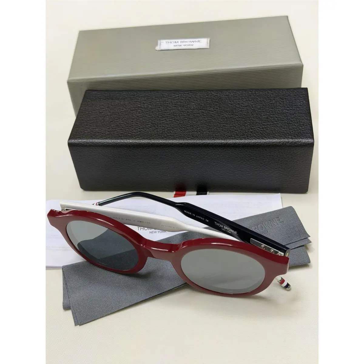 Thom Browne TBS411-47-04AF Tkt Sunglasses Red Frame Black/white 47-24.5-147