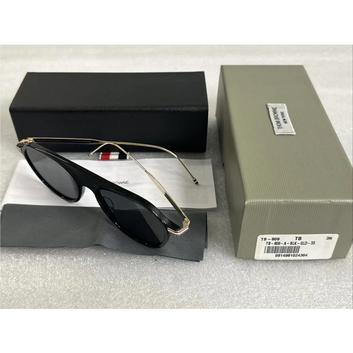 Thom Browne TB809-A-BLK-GLD-55 Sunglasses Black Gold 55-18-145