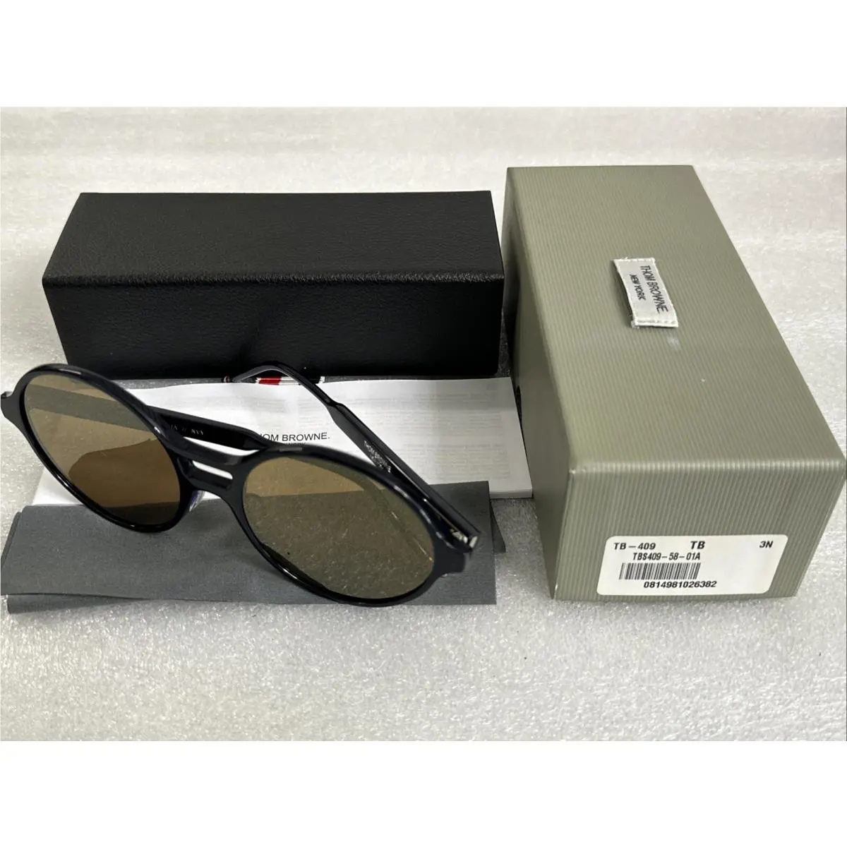 Thom Browne TBS409-58-01A Nvy Navy Blue Sunglasses Brown Mirror 58-20-145