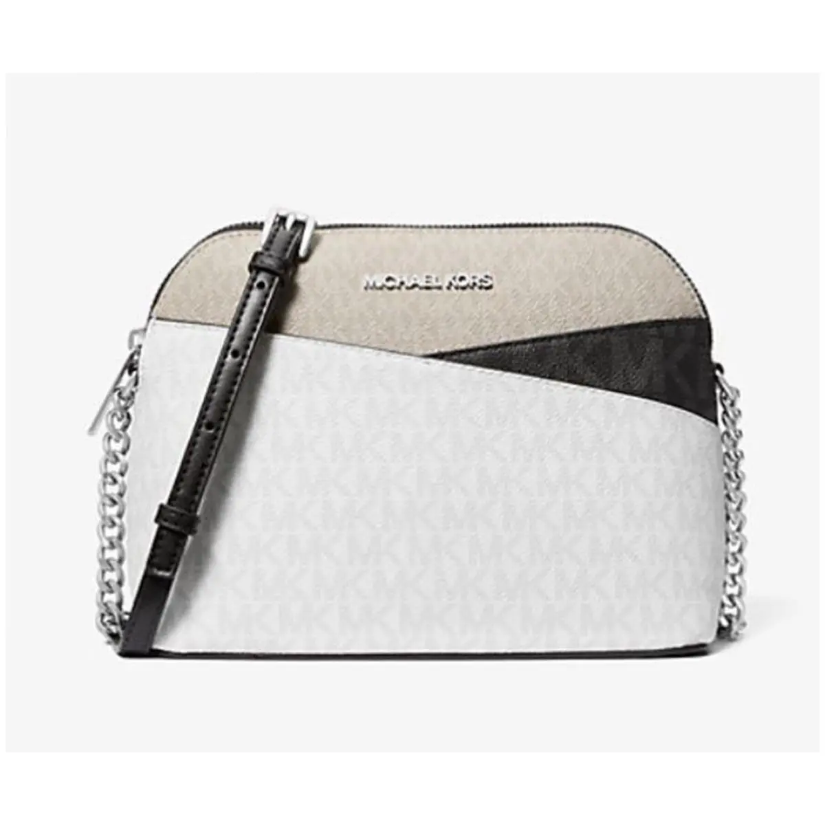 Michael Kors Jet Set Travel Color-block Signature Logo Crossbody Bag Opticwhite