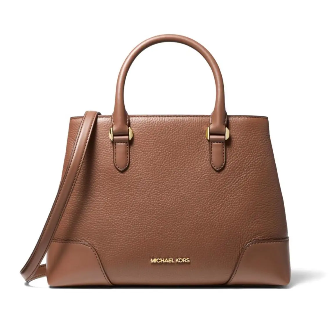 Michael Kors Crosby Medium Pebbled Leather Satchel Dark Fawn 38F0CCBS2L