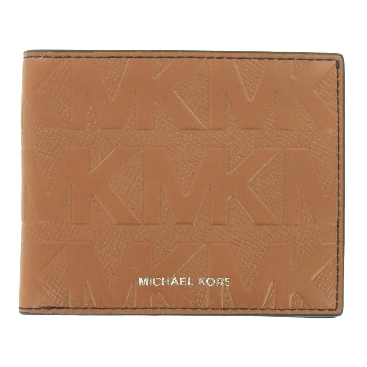 Michael Kors Andy Mens Bi-fold Wallet OS Luggage Leather Monogram Logo Bifold