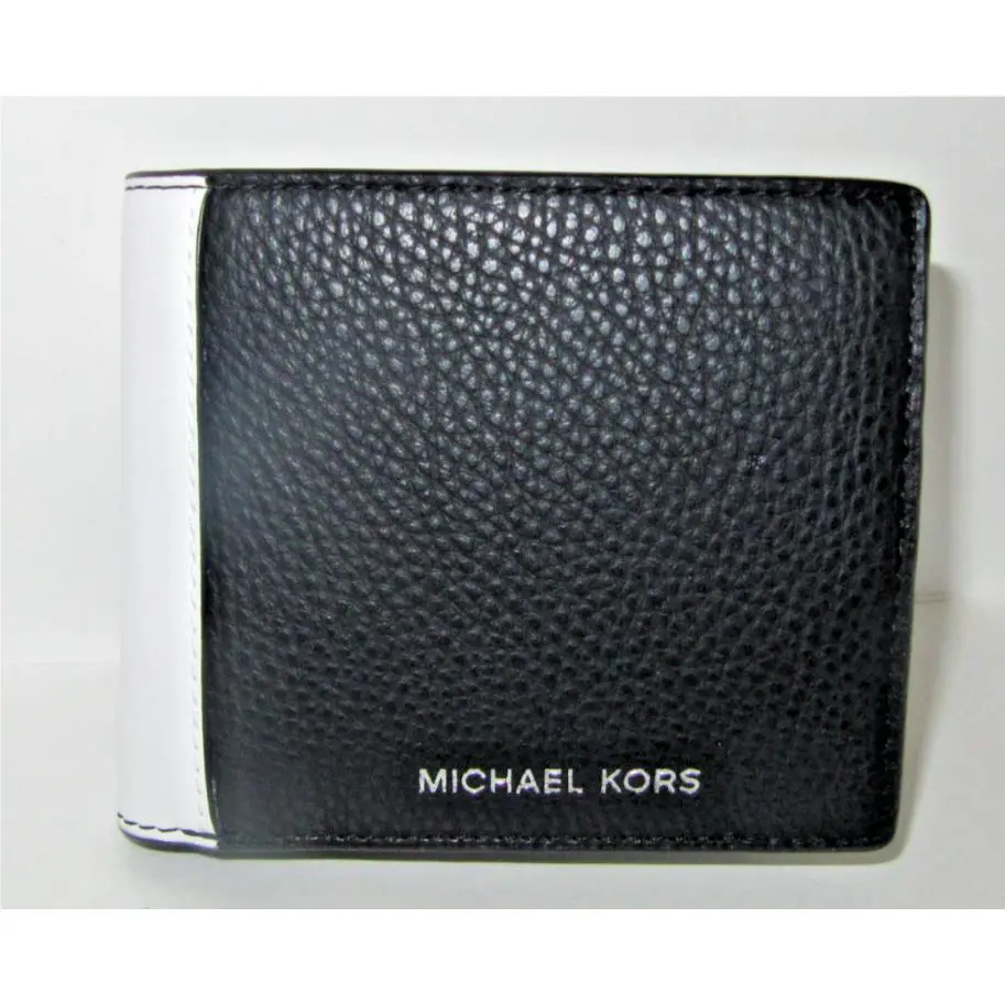 Michael Kors Cooper Leather Billfold Wallet Coin Pocket Black White NWT$158