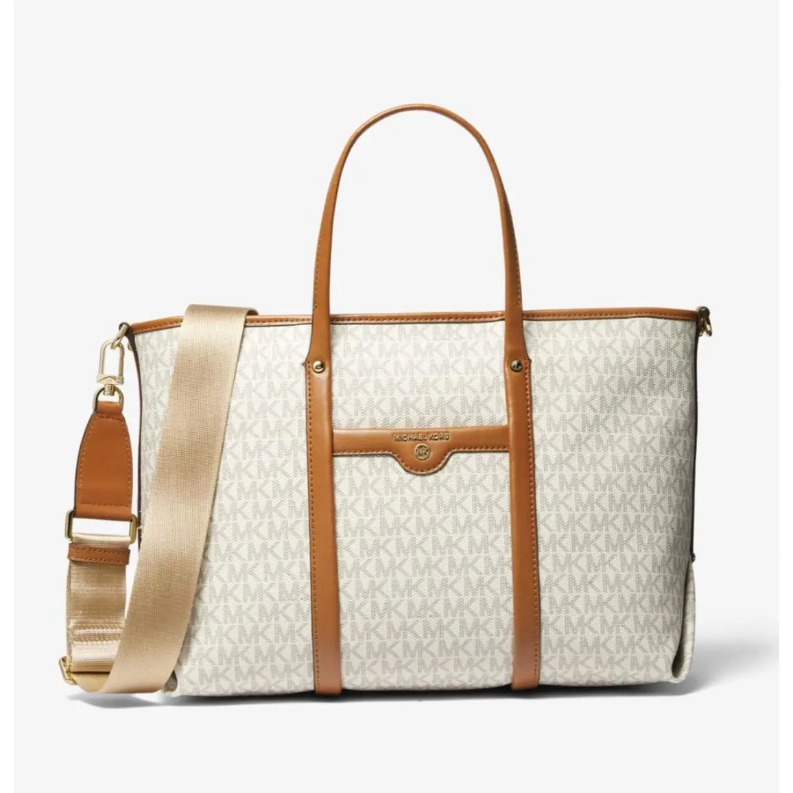 Michael Kors Beck Signature Convertible Tote Bag Vanilla 30T0GKNT1B