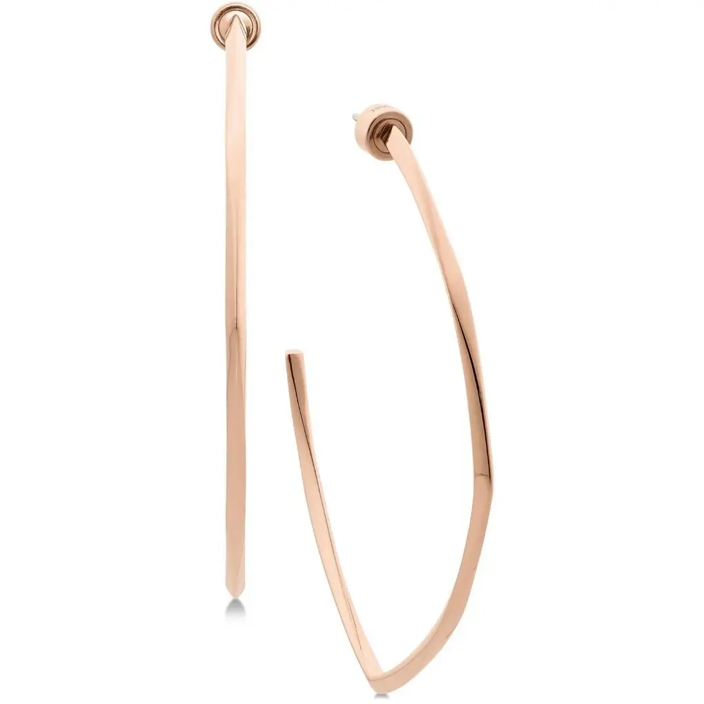 Michael Kors Large Faceted Open Hoop Rose Gold Tone Earrings 86