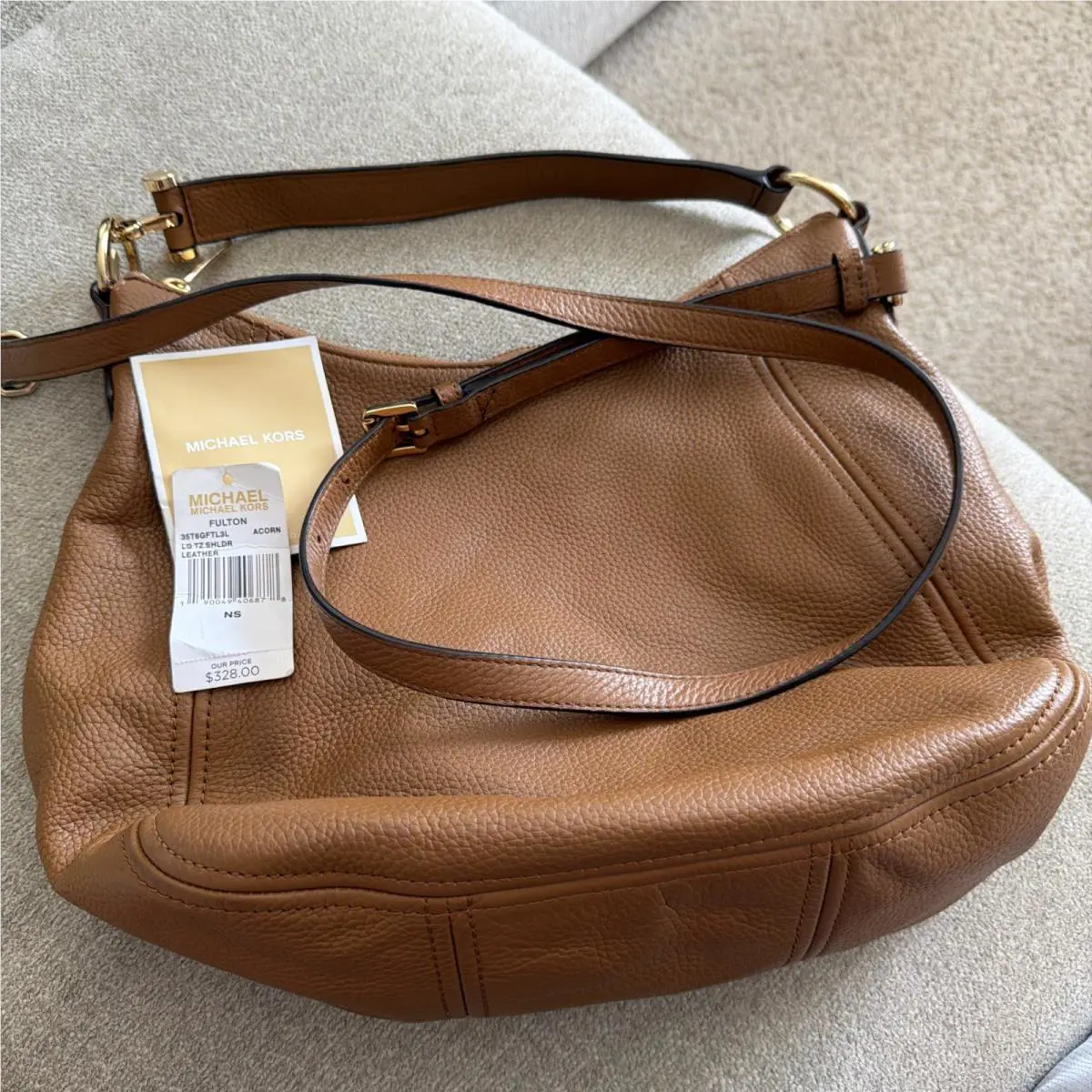 Michael Kors Fulton Large Leather Shoulder Bag Acorn