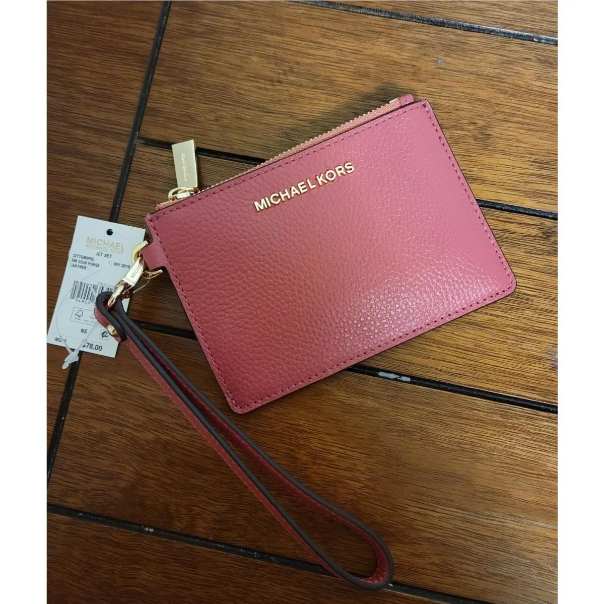 Michael Kors Zip Coin Pouch/id Card Holder Light Berry