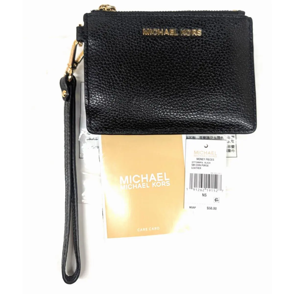 Michael Kors Saffiano Leather Card Case Cardholder Wallet Coin Purse Black