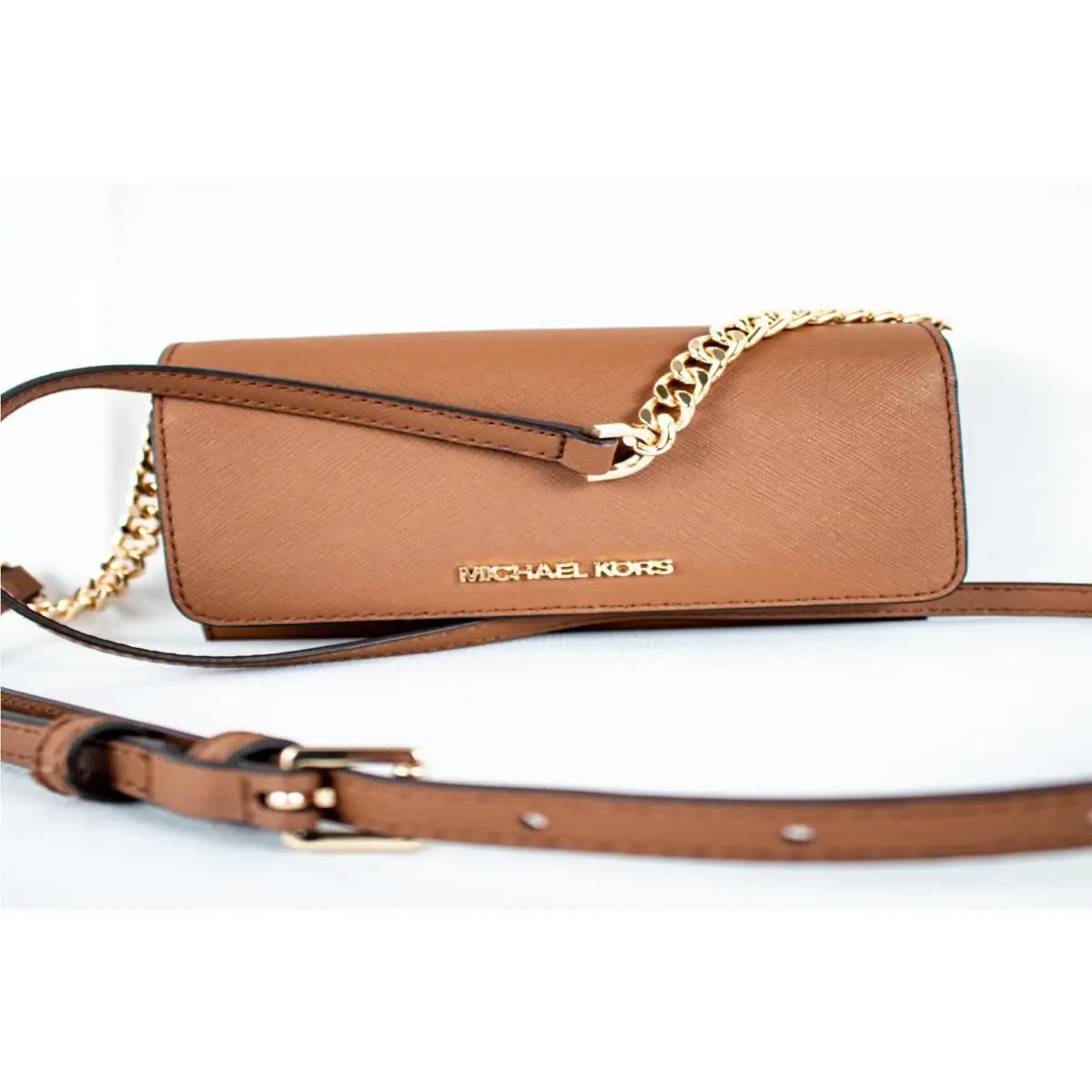 Michael Kors Camel Beige Solid Leather Women Rectangle Shoulder Handbag