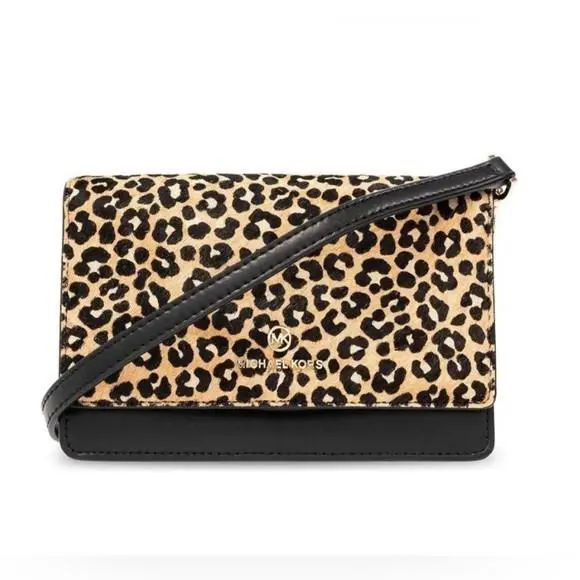 Michael Kors Jet Set Charm Small Phone Crossbody Cheetah Black Multi