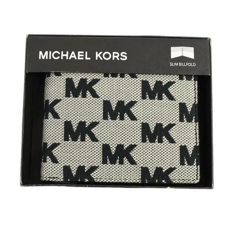 Michael Kors Black Malone Jacquard Logo Leather Slim Billfold