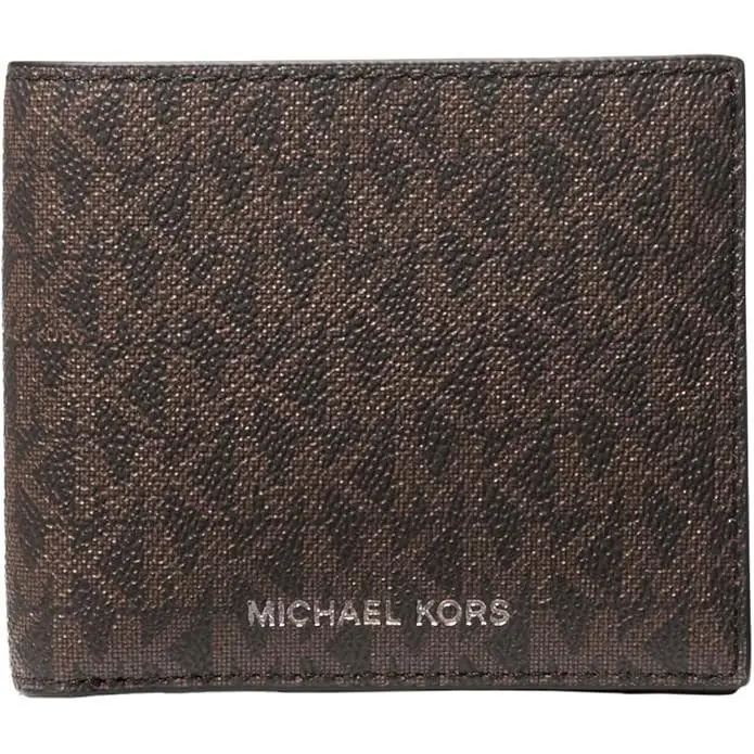 Michael Kors Men`s Hudson Billfold with ID Brown/black One Size Logo Accent
