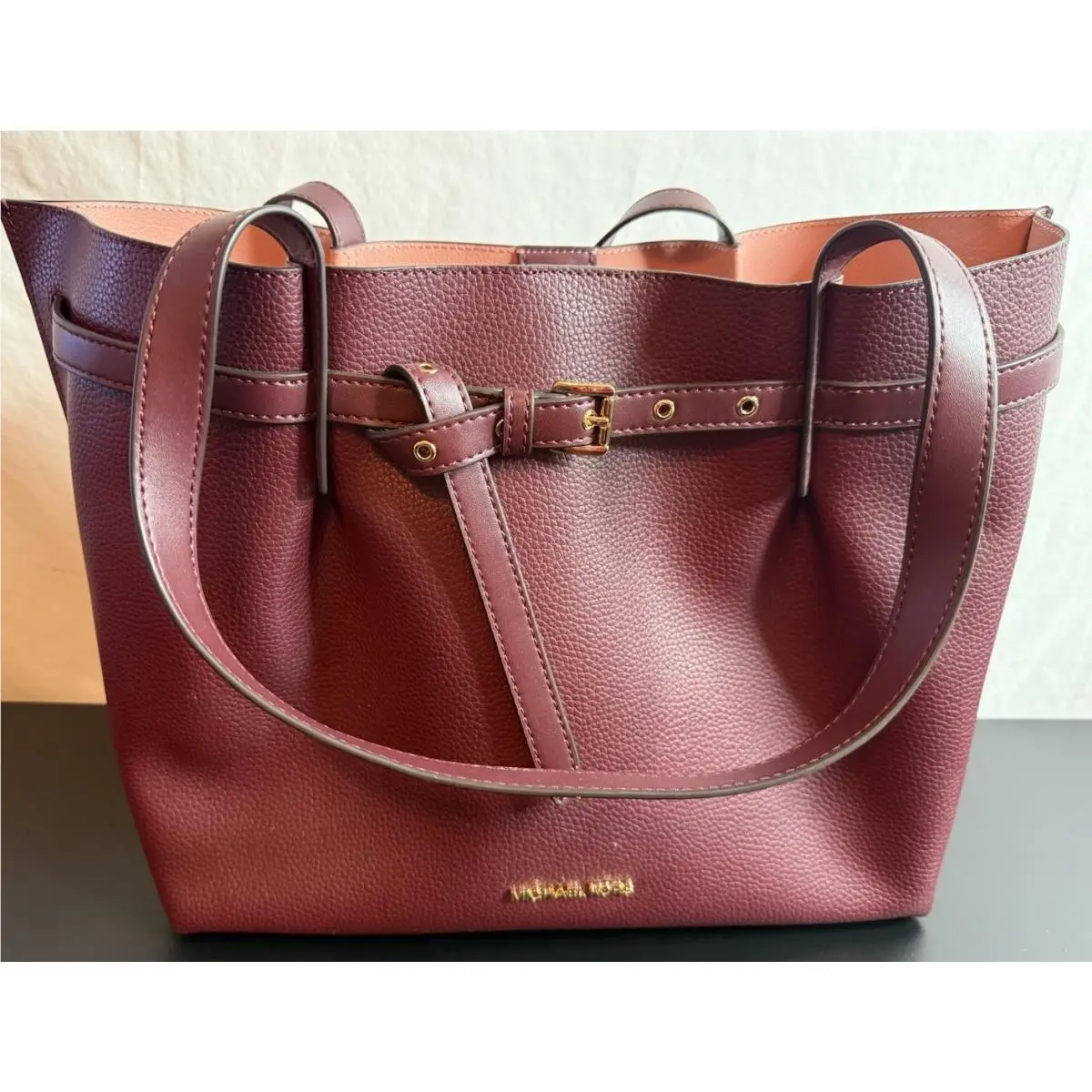 Women’s Emilia Tote Bag Pebble Leather Merlot by Michael Kors