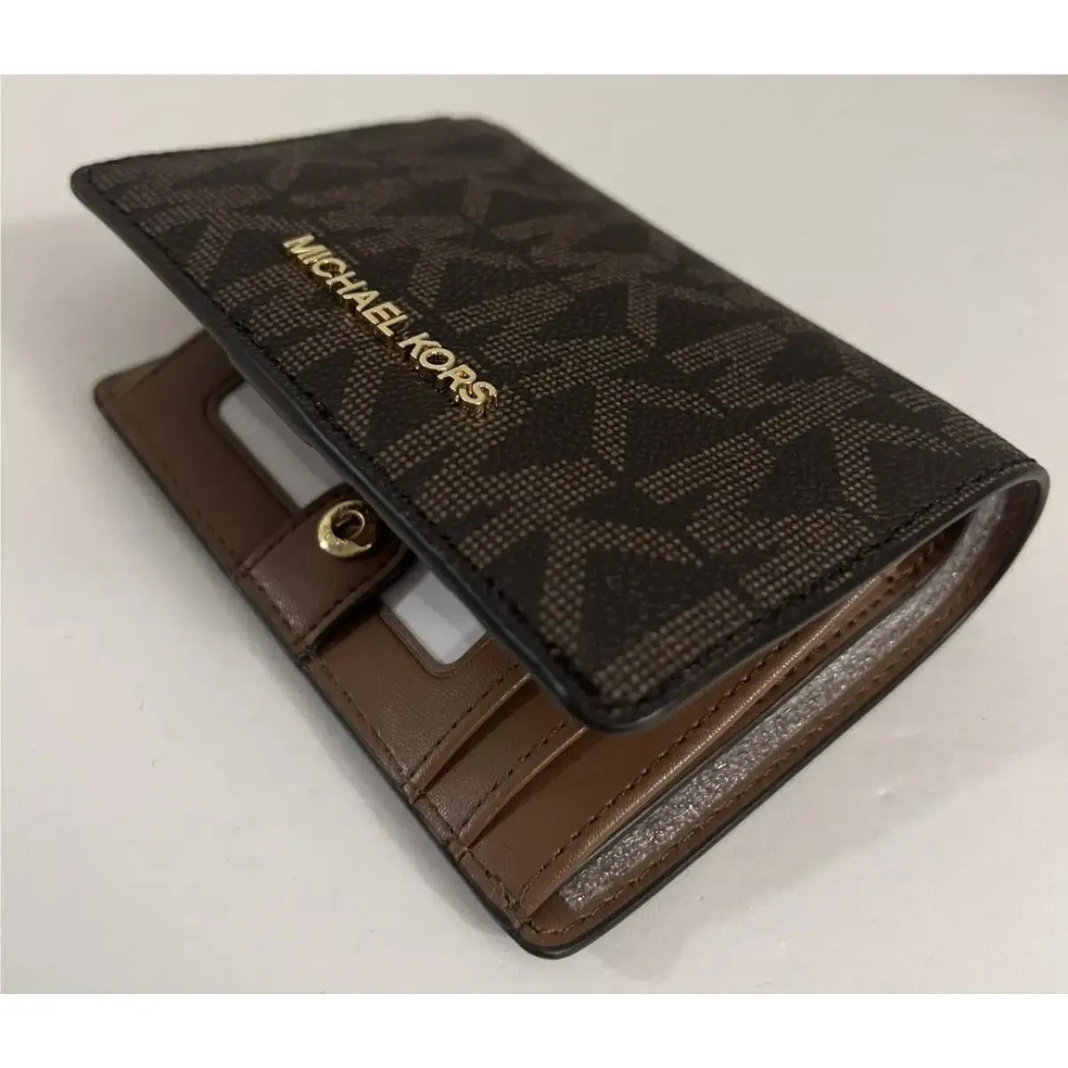 Michael Kors Women’s Brown Logo Medium Slim Wallet