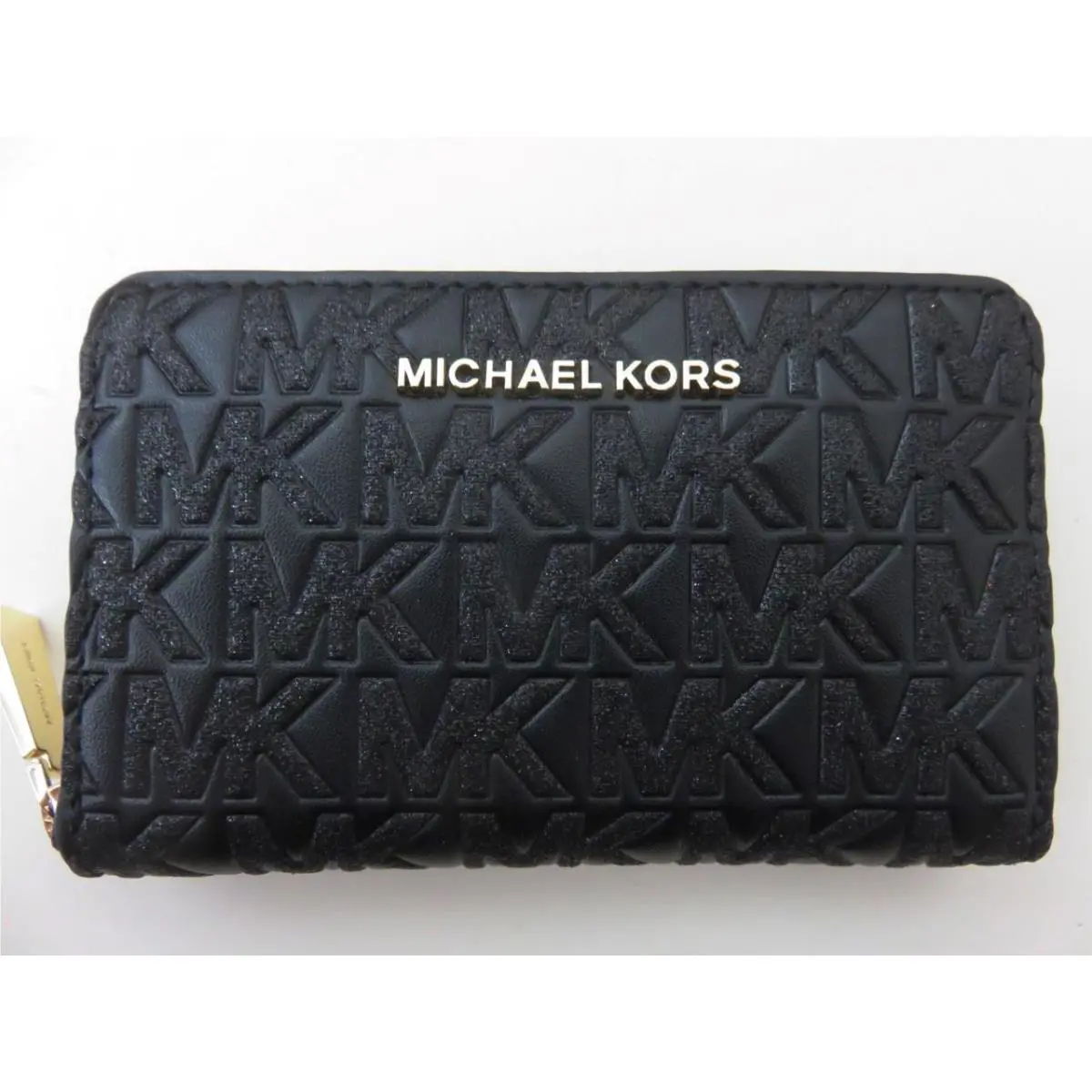 Michael Kors Black Jet W/glitter Logo Card Case