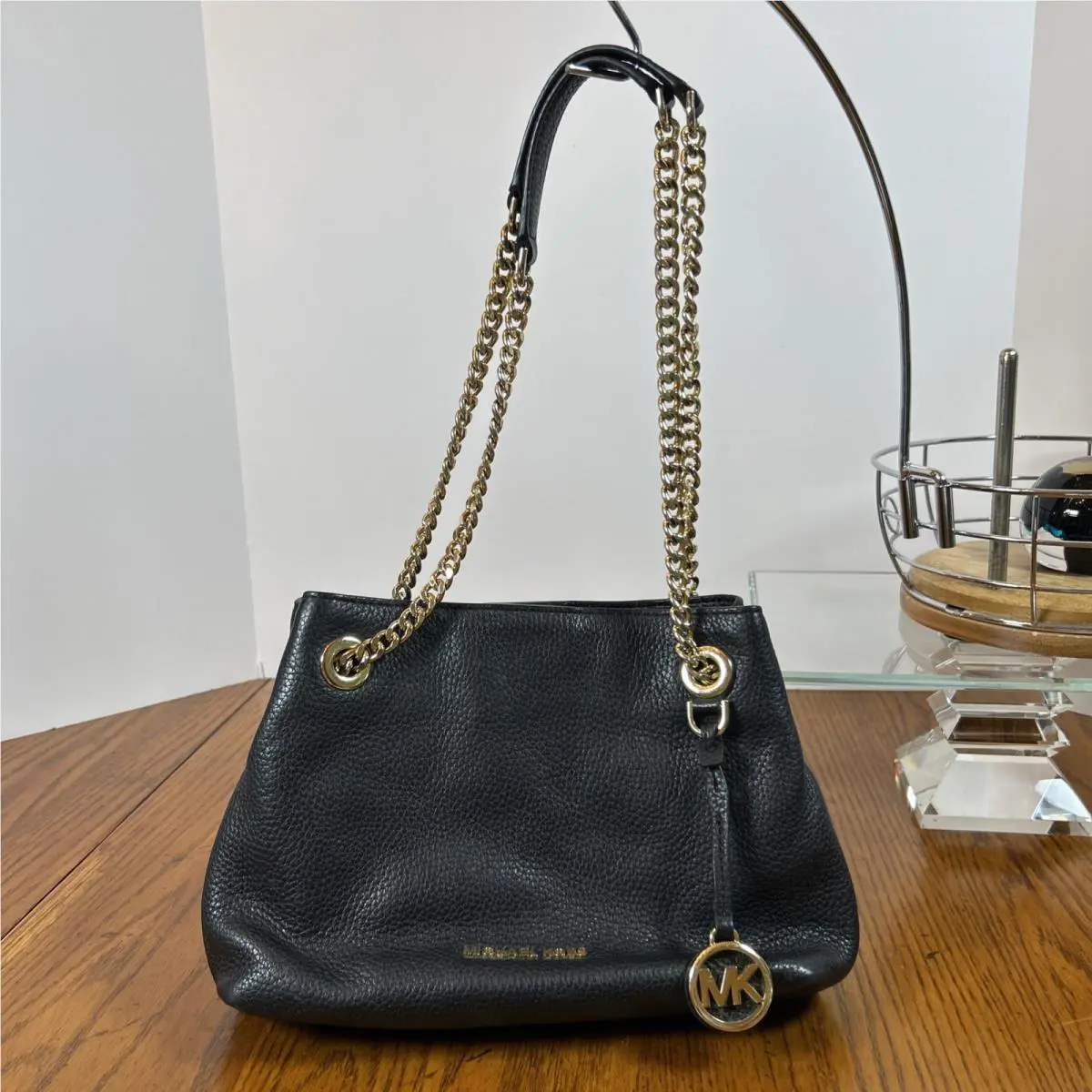 Michael Kors Black Jet Set Med Pebbled Leather 3-Way Shoulder Bag 11” x 9.5”