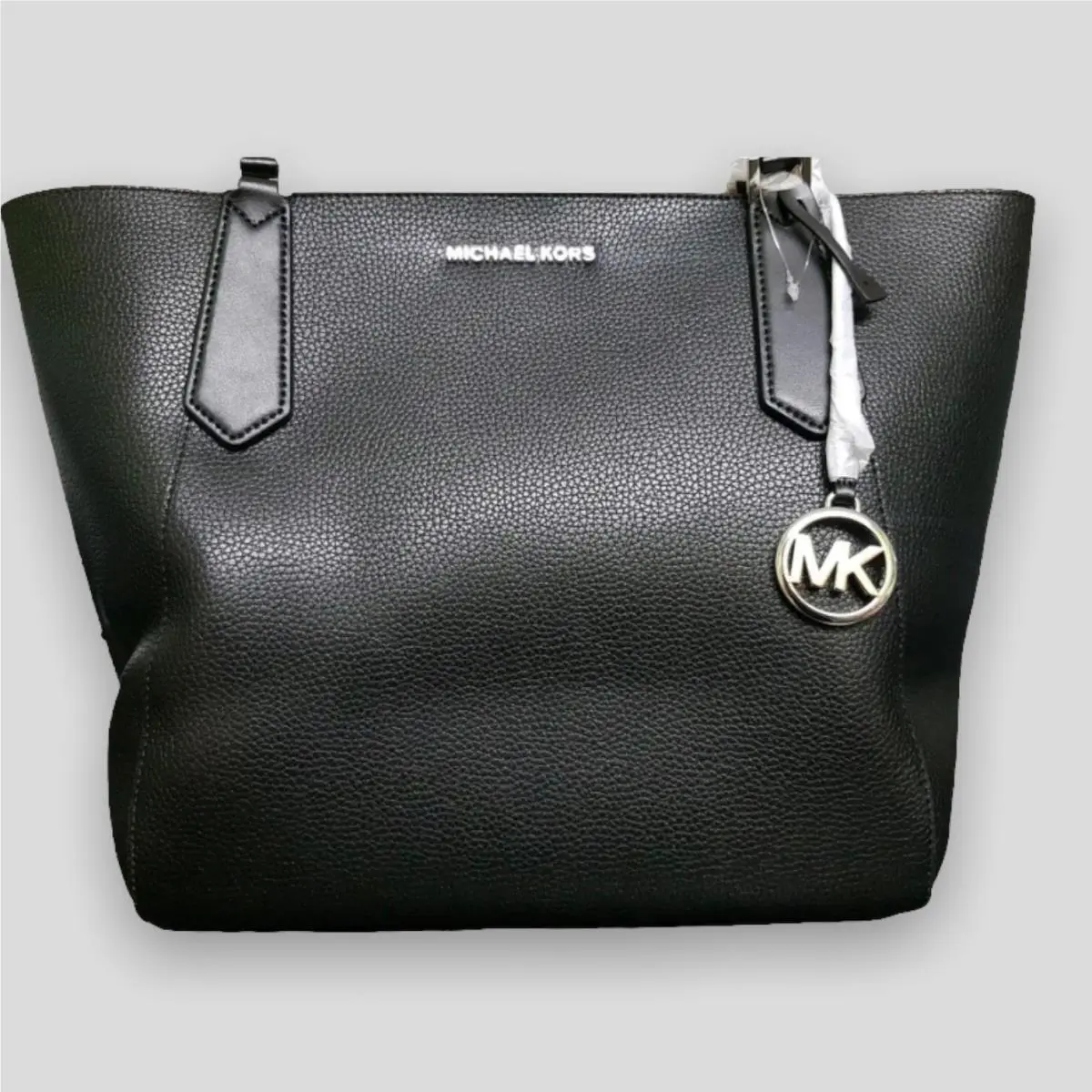 Michael Kors Kimberly Large Leather Top Zip Bonded Tote Solid Black