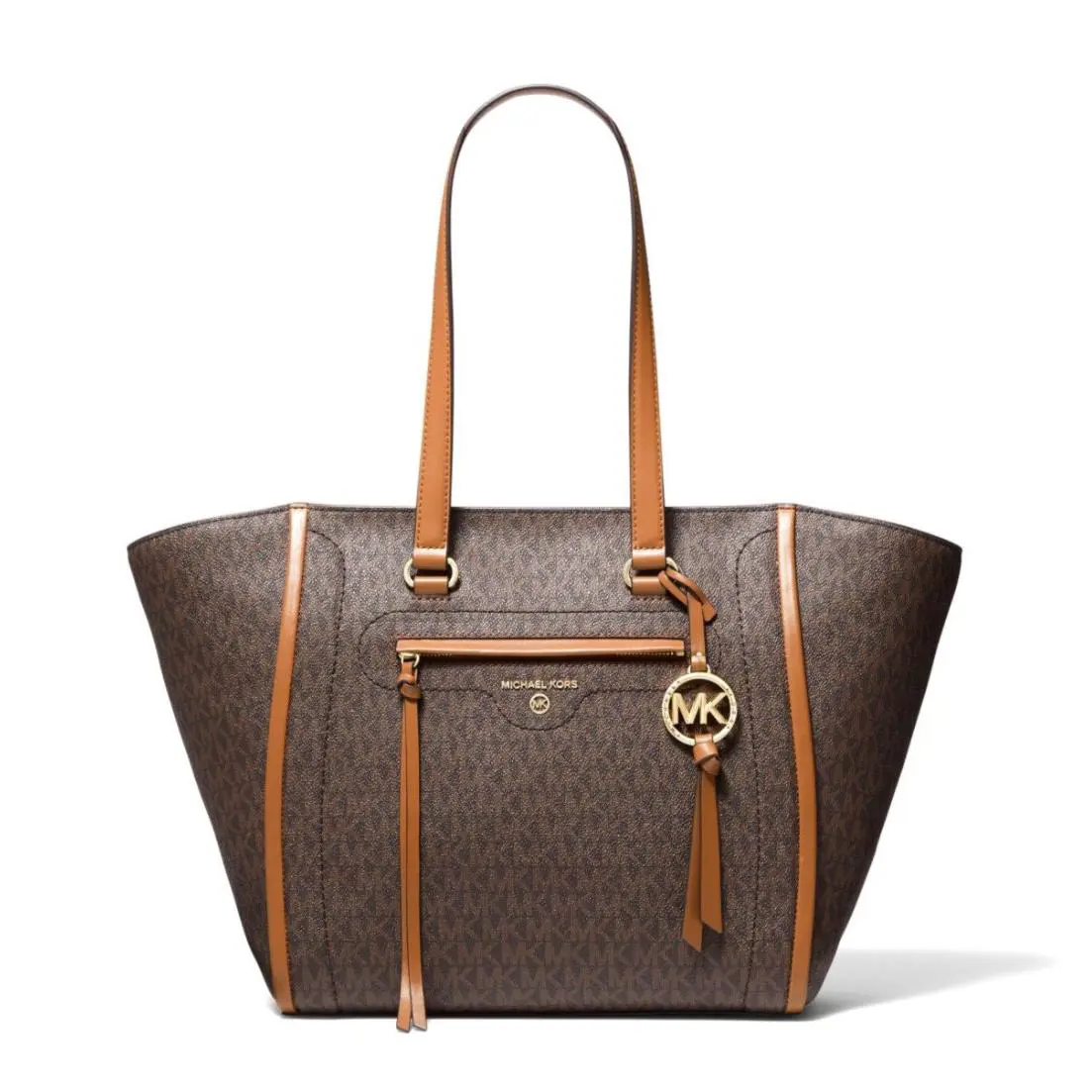Michael Kors Carine Medium Logo Tote Bag Brown 30S1GCCT3B - Handle/Strap: Brown, Hardware: Gold, Exterior: Brown