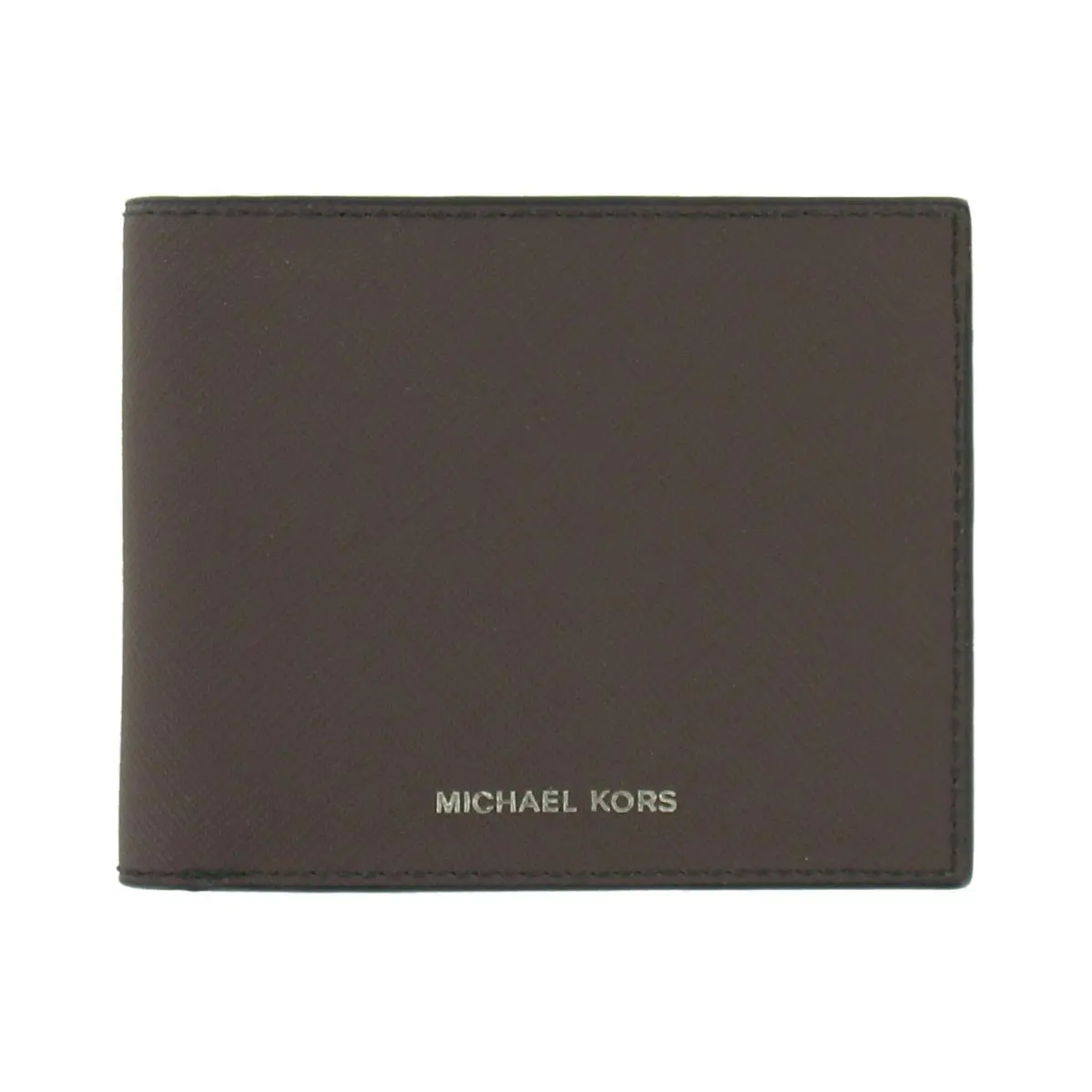 Michael Kors Andy Mens Bi-fold Wallet OS Brown Pvc Logo Plaque Solid Minimalist