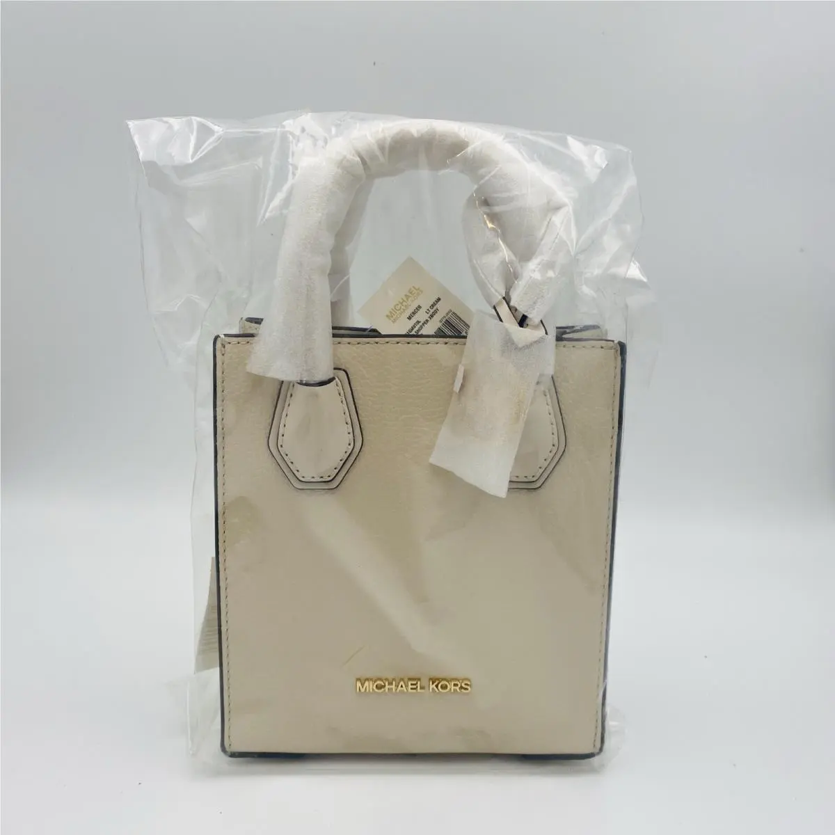 Michael Kors Mercer Extra Small Pebbled Leather Crossbody Bag LT Creme