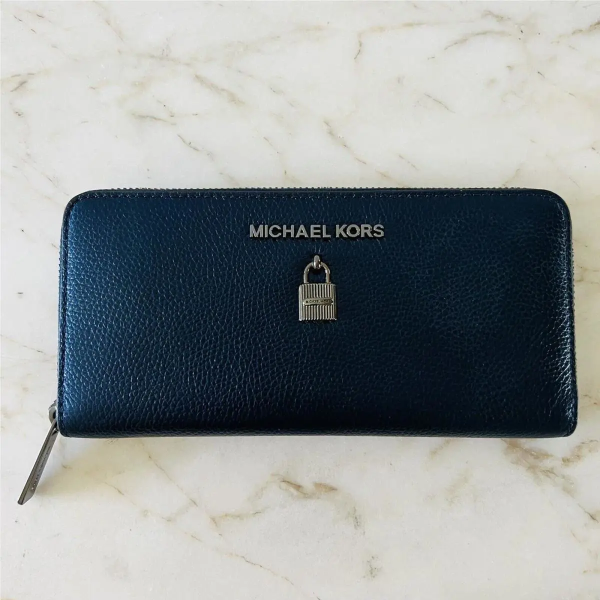 Michael Kors Adele Midnight Leather Zip Around Continental Wallet