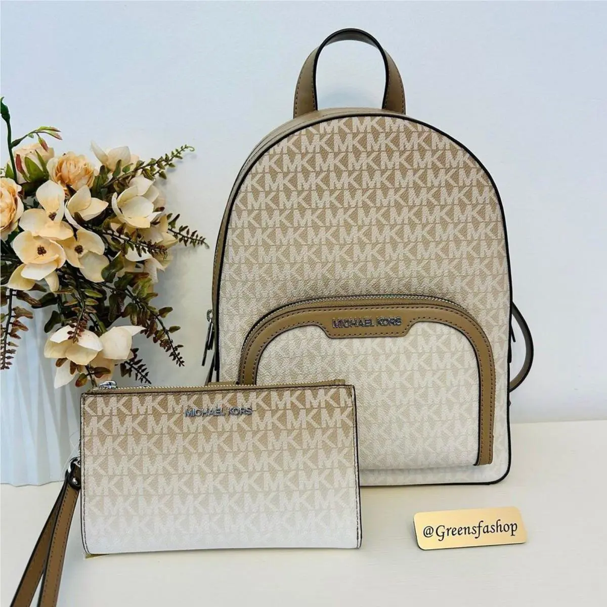 Michael Kors Jaycee Medium Ombré Signature Logo Backpack Wallet Husk