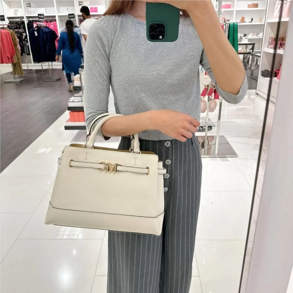 Michael Kors 35S3G6RS3T Reed Large Crossbody IN LT Cream