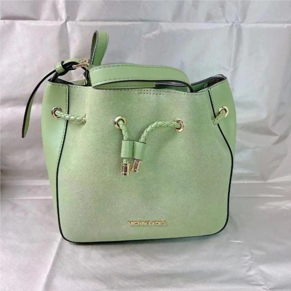 Michael Kors 35S2G8PM8S Signature Phoebe Medium Bucket Bag In Light Sage